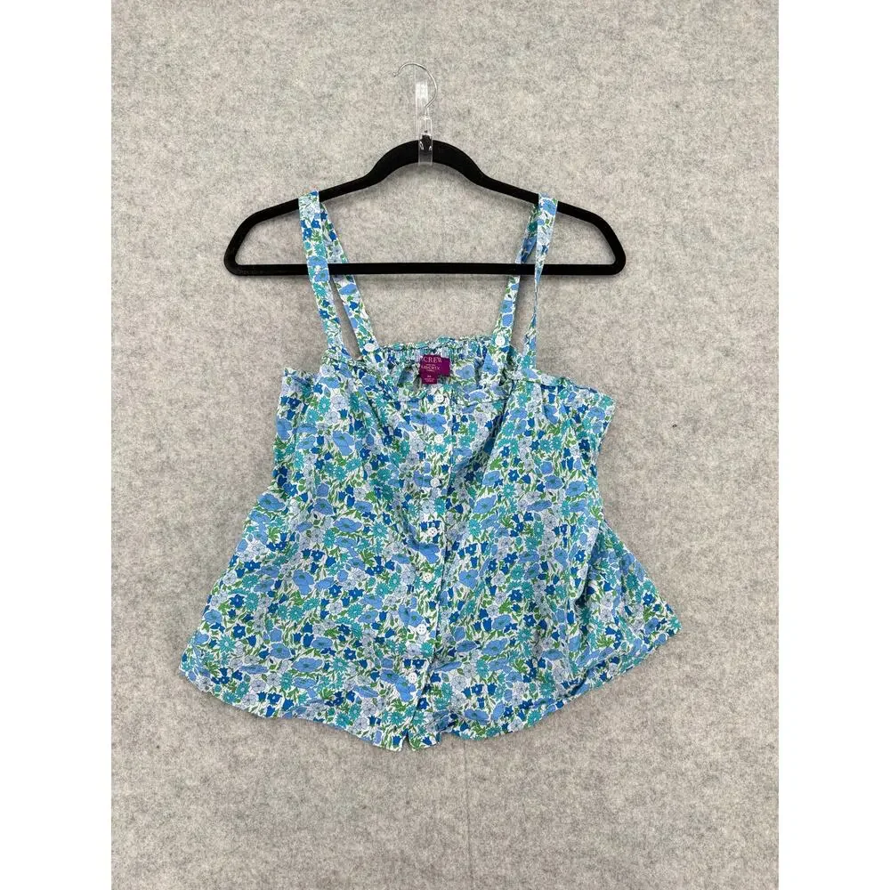 J. Crew Liberty Poppy and Daisy Smocked Button-Front Tank Top Size Medium - Picture 7 of 10